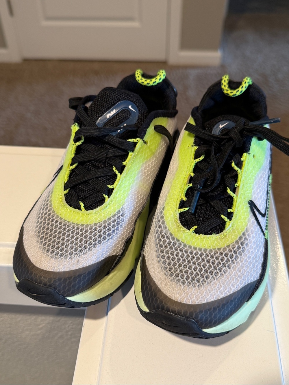 Nike Kids Neon Yellow, Black & White Athletic Sneakers - Picture 3 of 11